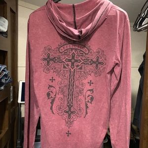 Affliction long sleeve hooded tee